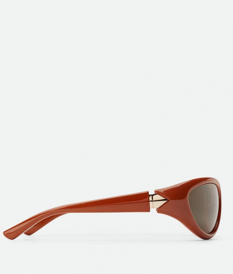 Bottega Veneta Curve Urheilulliset Cat Eye Injected Acetate Naisten Aurinkolasit Ruskea Harmaat | SN-BTGV594739