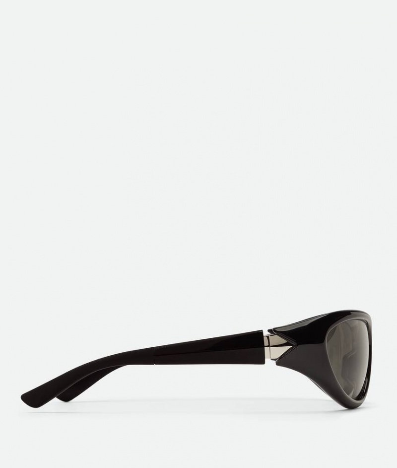 Bottega Veneta Curve Urheilulliset Cat Eye Injected Acetate Naisten Aurinkolasit Mustat Harmaat | SN-BTGV594741