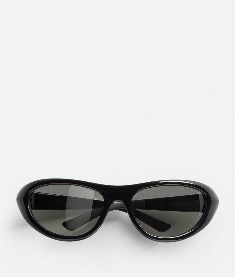 Bottega Veneta Curve Urheilulliset Cat Eye Injected Acetate Naisten Aurinkolasit Mustat Harmaat | SN-BTGV594741