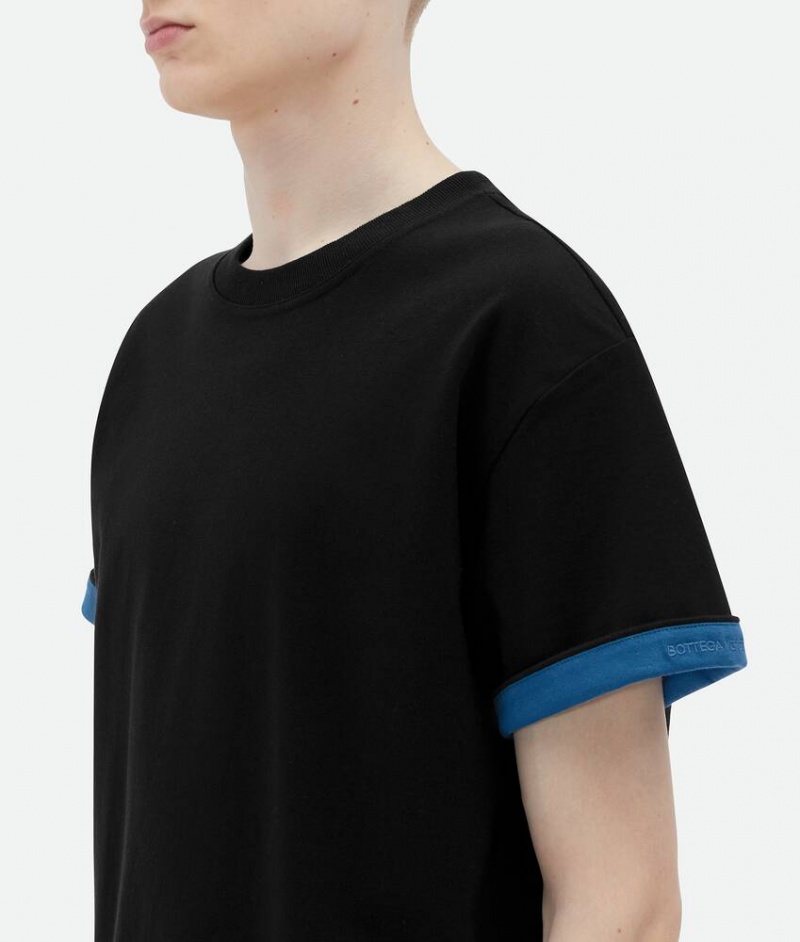 Bottega Veneta Double Layer Relaxed Puuvilla Miesten T-Shirts Syvä Sininen | SN-BTGV595221