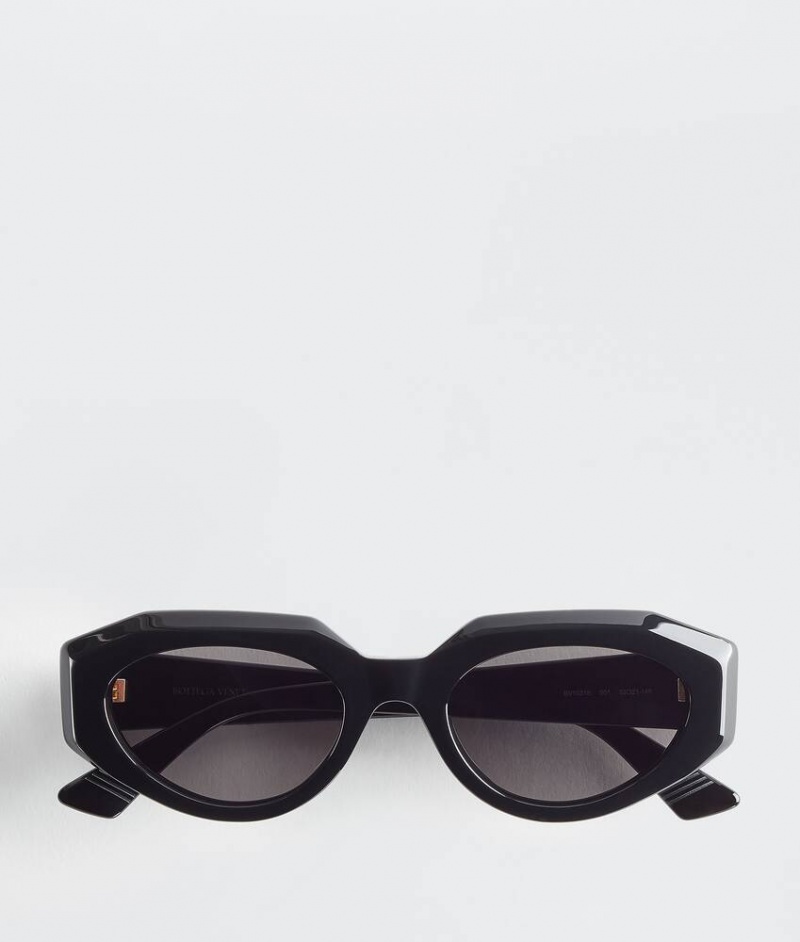 Bottega Veneta Facet Acetate Cat Eye Miesten Aurinkolasit Mustat Harmaat | SN-BTGV595759