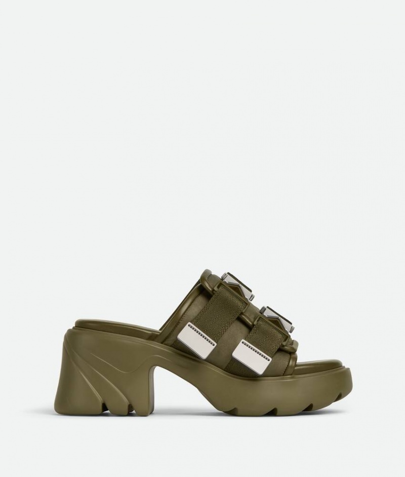 Bottega Veneta Flash Mule Naisten Sandaalit Syvä Khaki | SN-BTGV593649