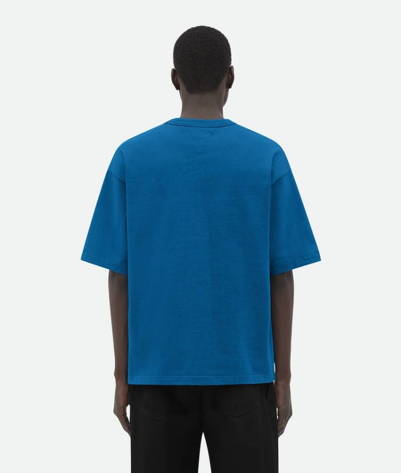 Bottega Veneta Heavy Jersey Relaxed Miesten T-Shirts Syvä Sininen | SN-BTGV595218