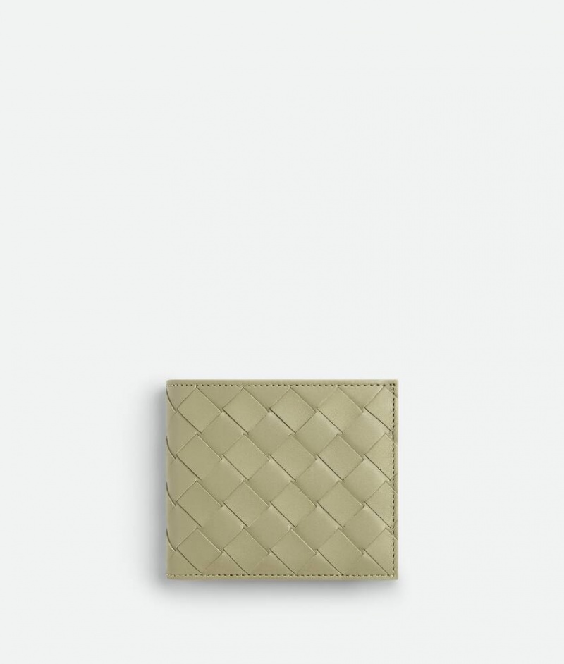 Bottega Veneta Intrecciato Bi-fold With Coin Miesten Pieni lompakko Khaki | SN-BTGV595464