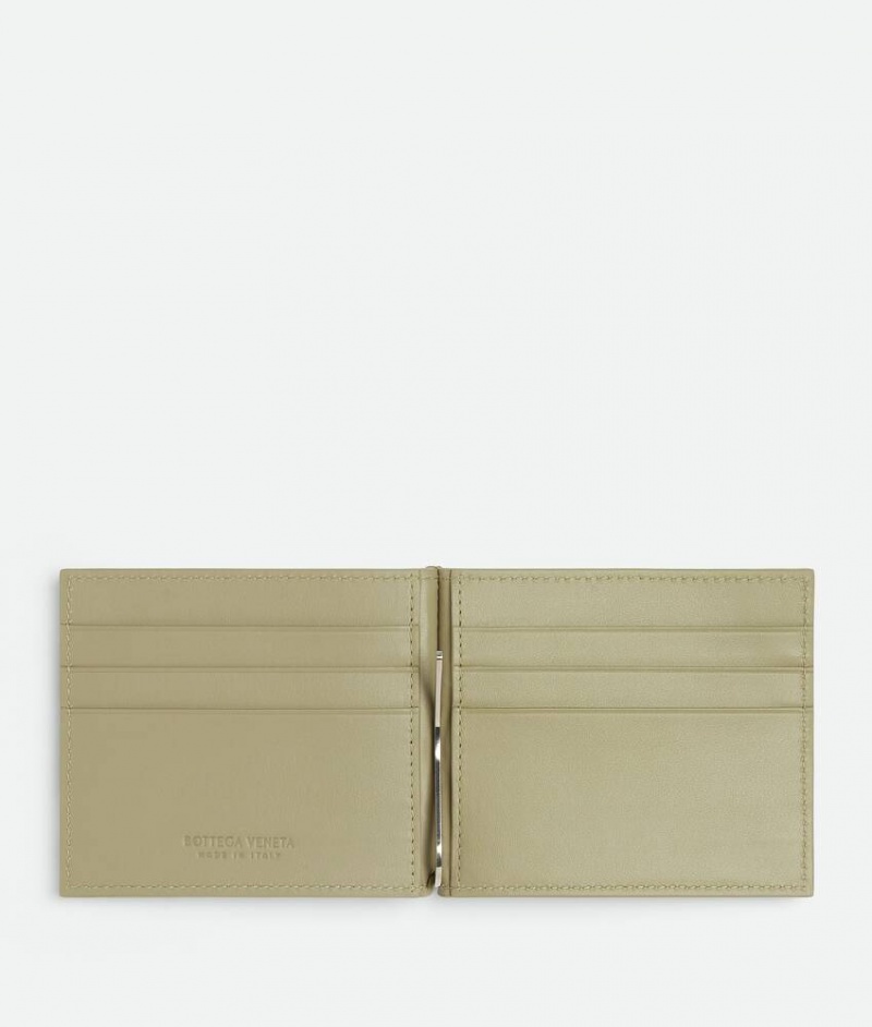 Bottega Veneta Intrecciato Bill Clip Miesten Pieni lompakko Khaki | SN-BTGV595444