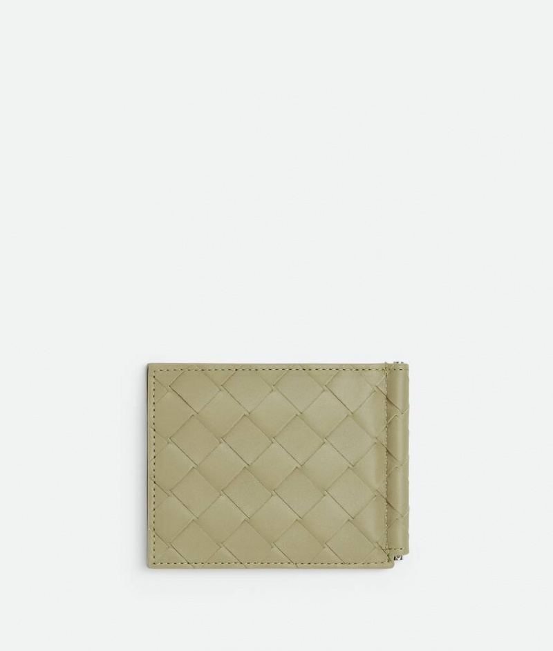 Bottega Veneta Intrecciato Bill Clip Miesten Pieni lompakko Khaki | SN-BTGV595444