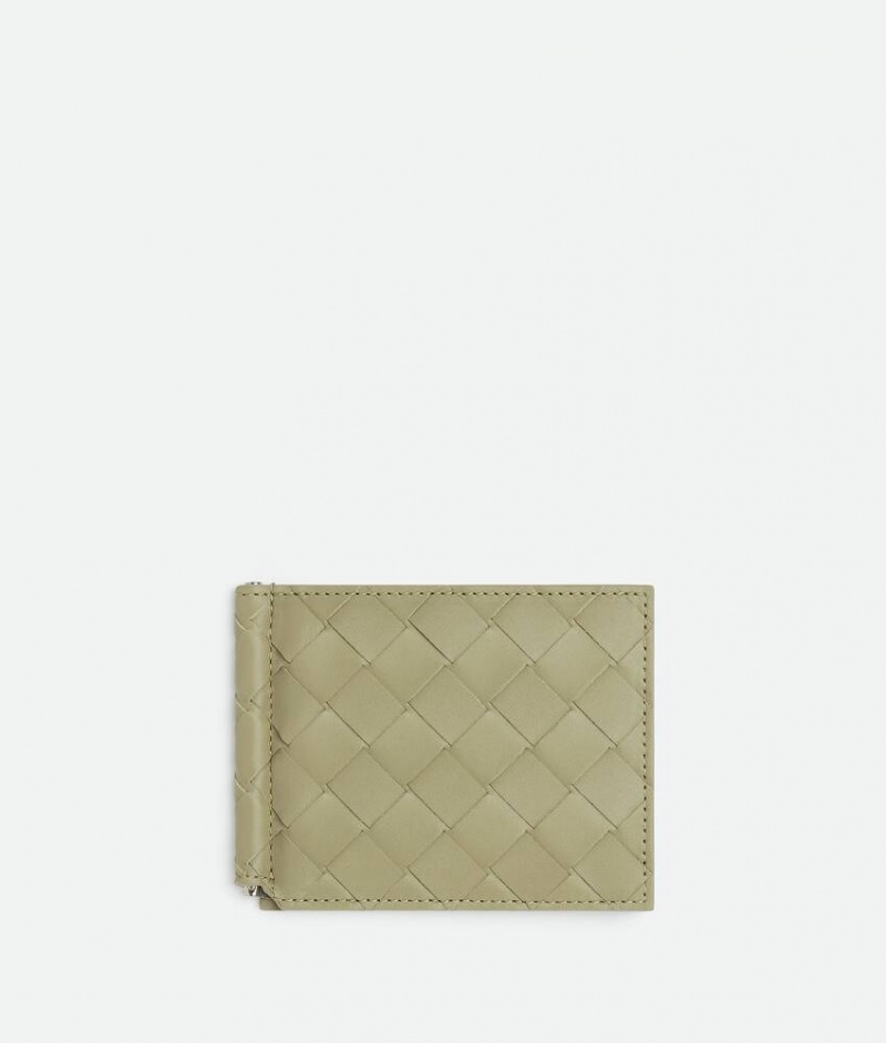 Bottega Veneta Intrecciato Bill Clip Miesten Pieni lompakko Khaki | SN-BTGV595444