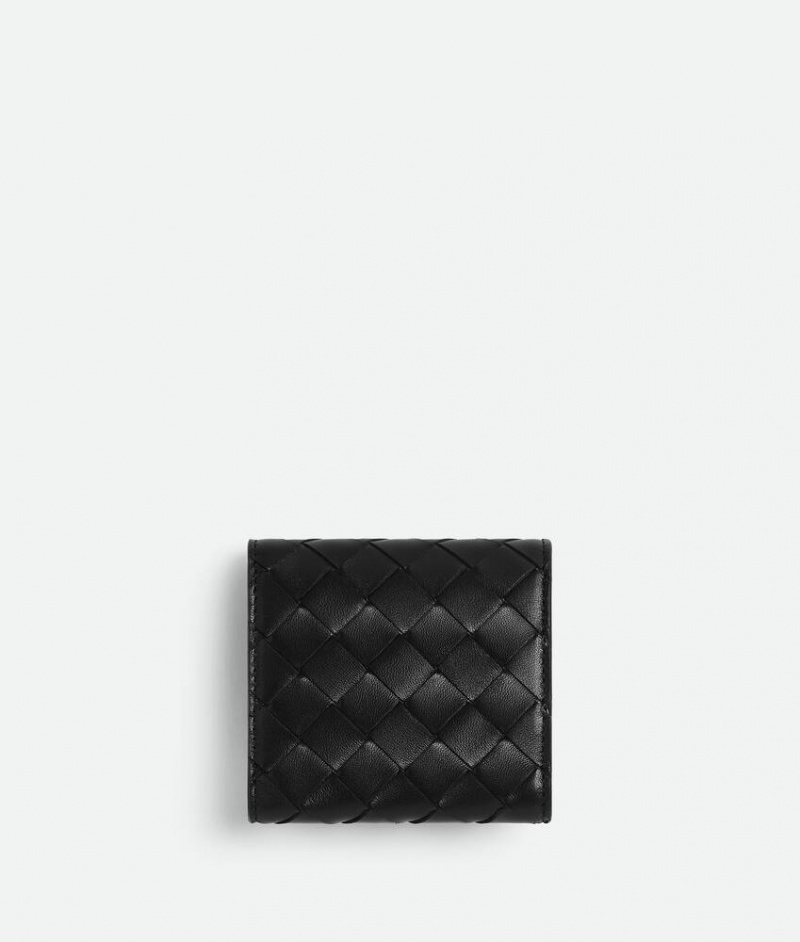 Bottega Veneta Intrecciato Compact Tri-fold Naisten Pieni lompakko Mustat | SN-BTGV594277