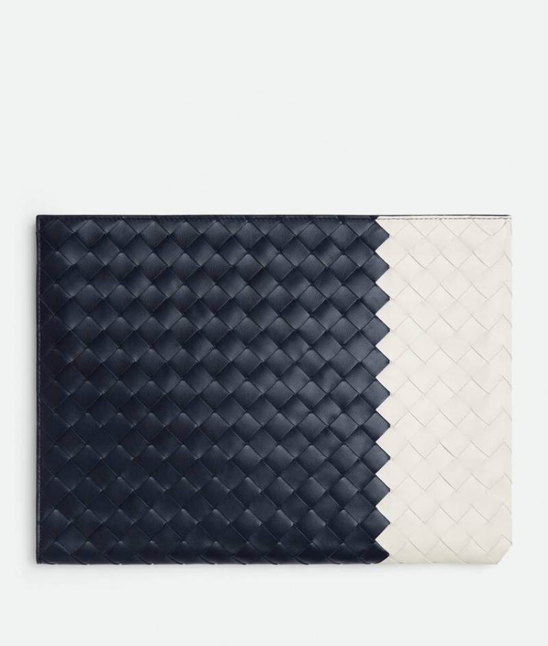 Bottega Veneta Intrecciato Half Zip Miesten Pouches Valkoinen | SN-BTGV595581