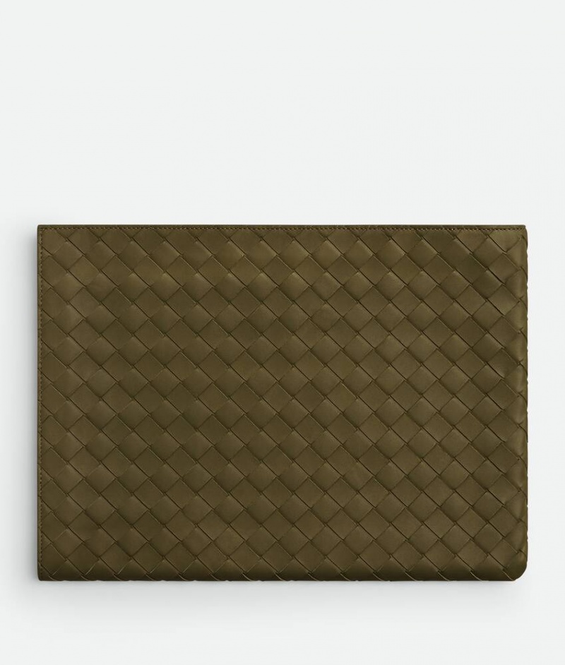 Bottega Veneta Intrecciato Half Zip Miesten Pouches Ruskea | SN-BTGV595584