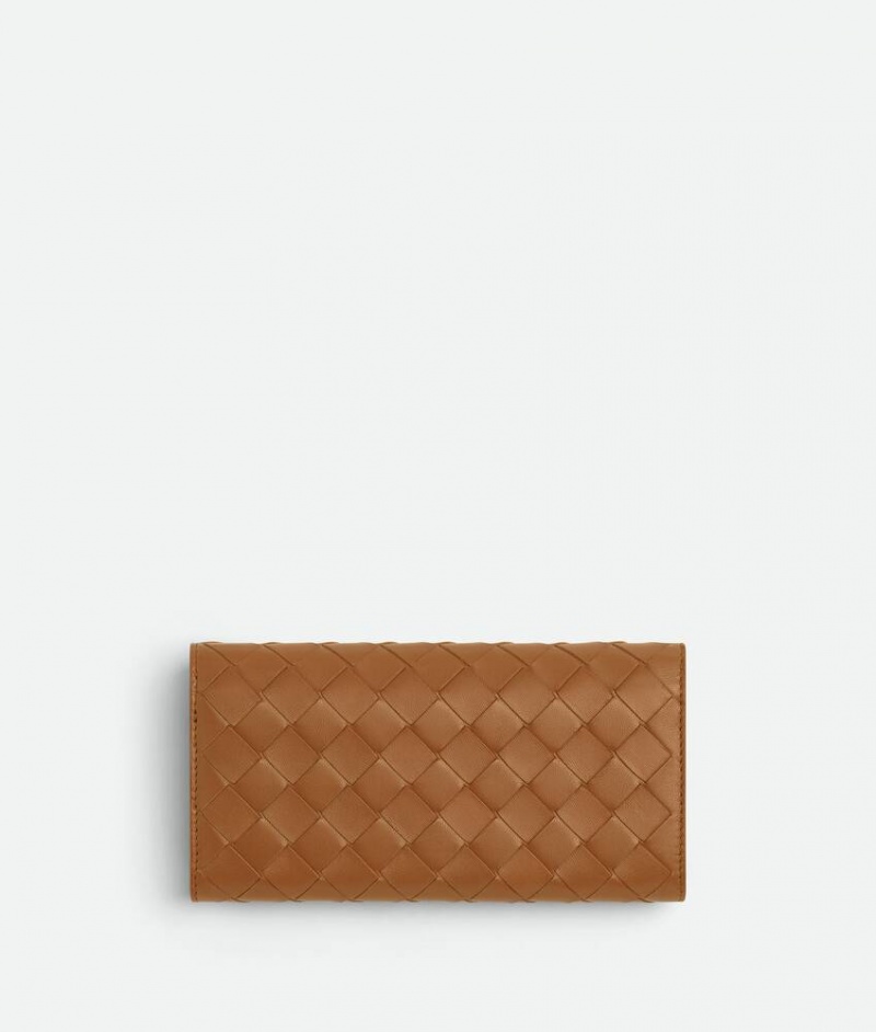 Bottega Veneta Intrecciato Large Flap Naisten Suuri lompakko Ruskea | SN-BTGV594336