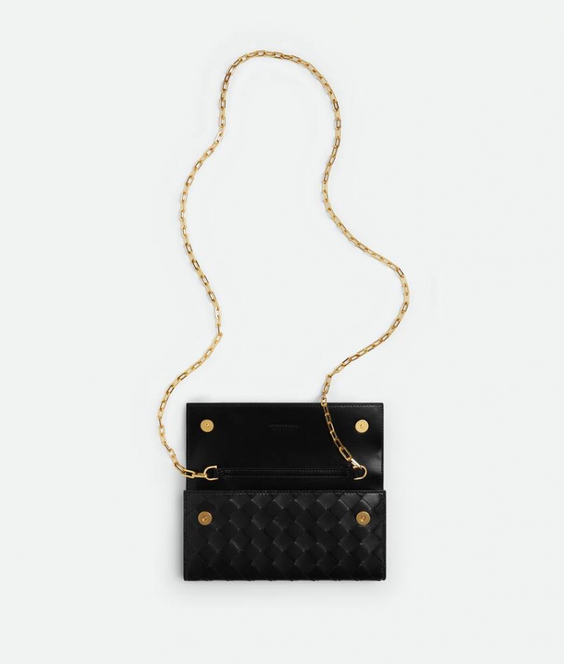 Bottega Veneta Intrecciato On Chain Naisten Pouches Mustat | SN-BTGV594433