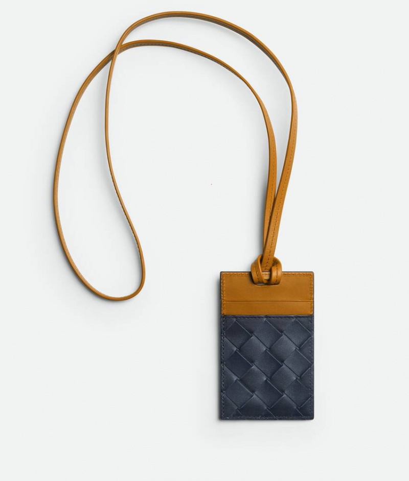 Bottega Veneta Intrecciato On Strap Miesten Korttikotelo Indigo | SN-BTGV595558