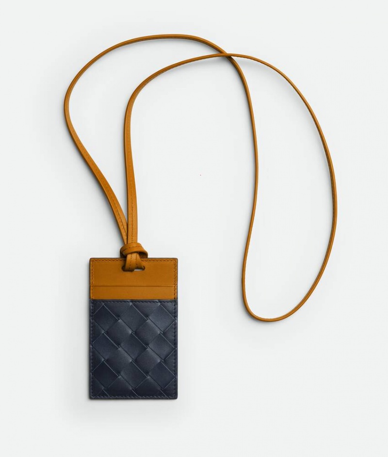 Bottega Veneta Intrecciato On Strap Miesten Korttikotelo Indigo | SN-BTGV595558