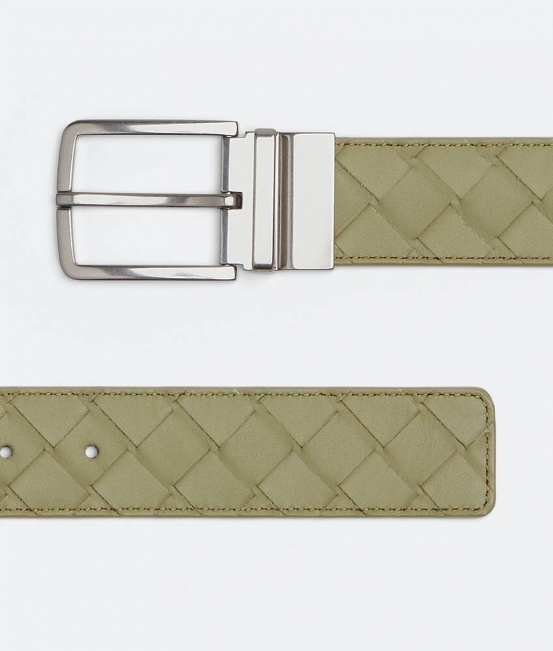 Bottega Veneta Intrecciato Reversible Miesten Vyö Khaki | SN-BTGV595673