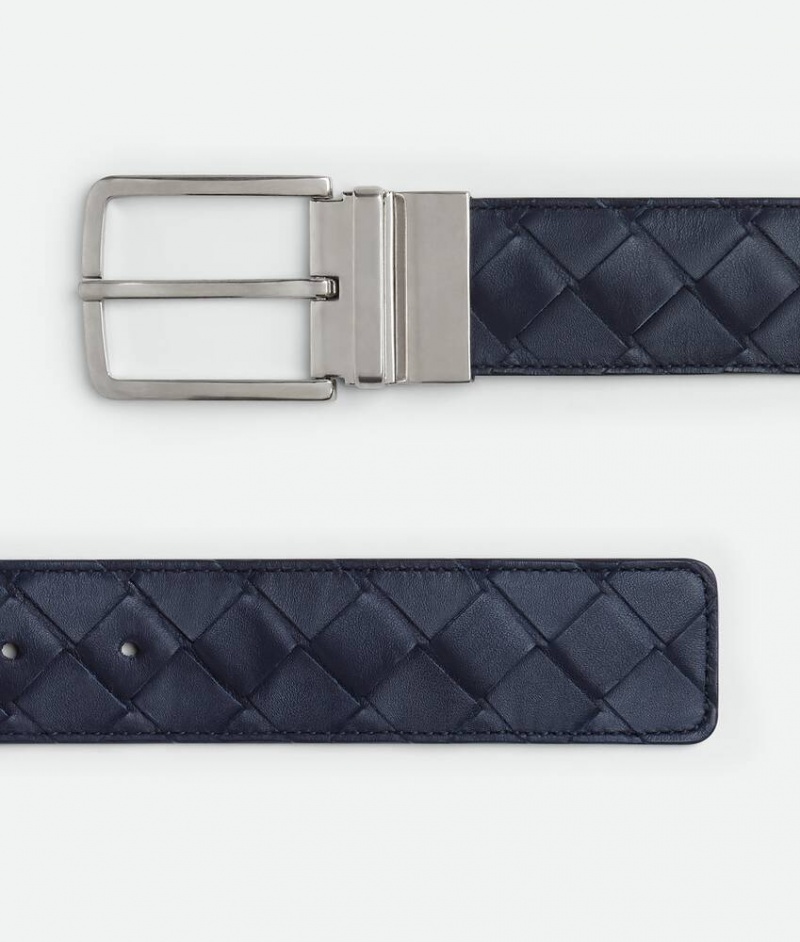 Bottega Veneta Intrecciato Reversible Miesten Vyö Indigo | SN-BTGV595677