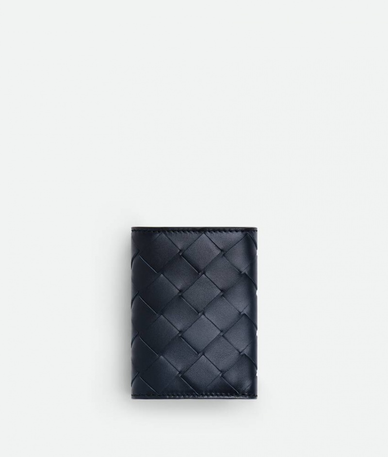 Bottega Veneta Intrecciato Tiny Tri-fold Miesten Pieni lompakko Indigo | SN-BTGV595435