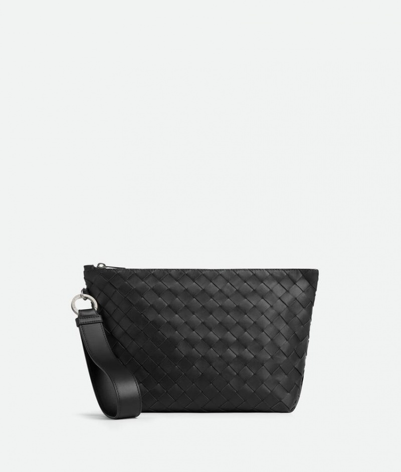 Bottega Veneta Intrecciato Travel With Wristlet Miesten Pouches Mustat | SN-BTGV595576