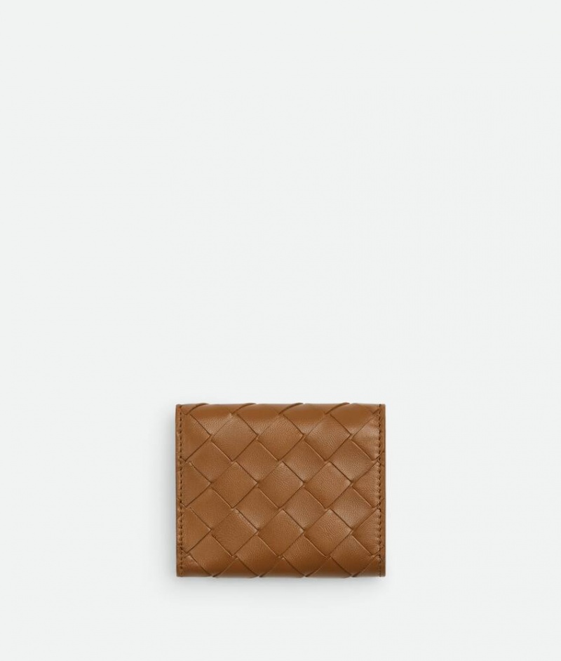 Bottega Veneta Intrecciato Tri-fold Zip Naisten Pieni lompakko Ruskea | SN-BTGV594293