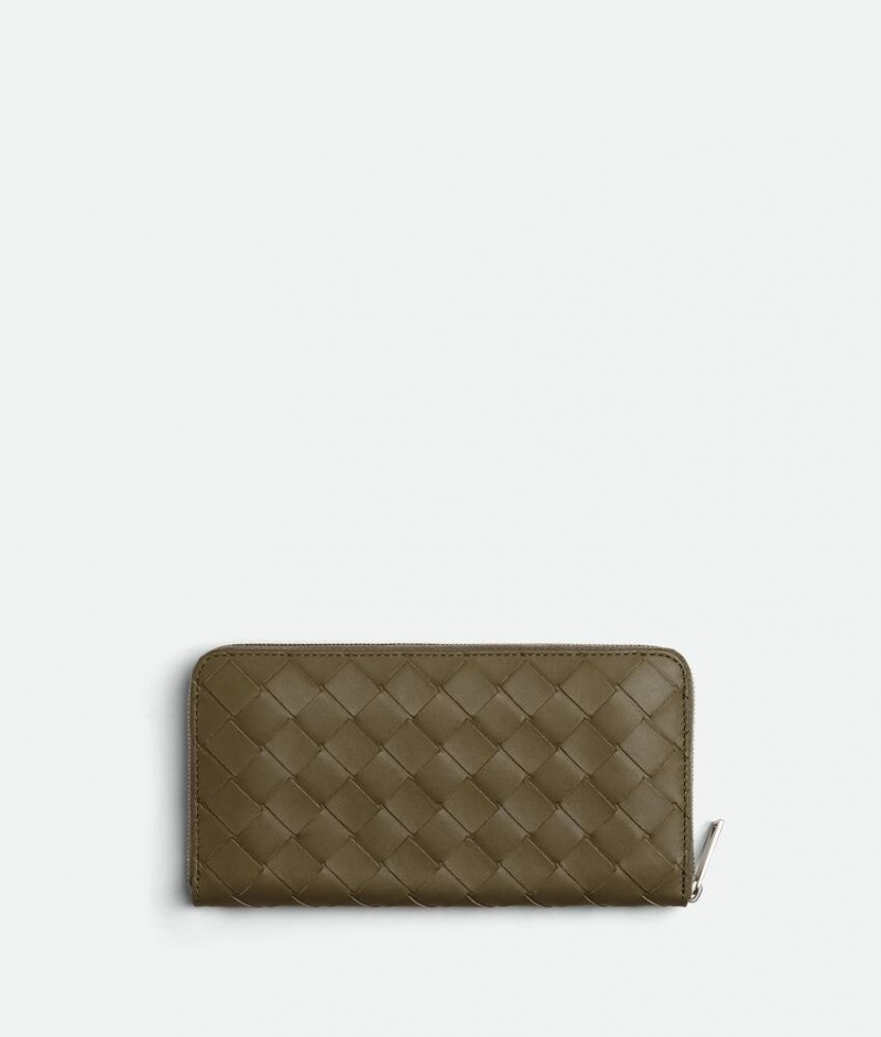 Bottega Veneta Intrecciato Zip Around Miesten Suuri lompakko Ruskea | SN-BTGV595509