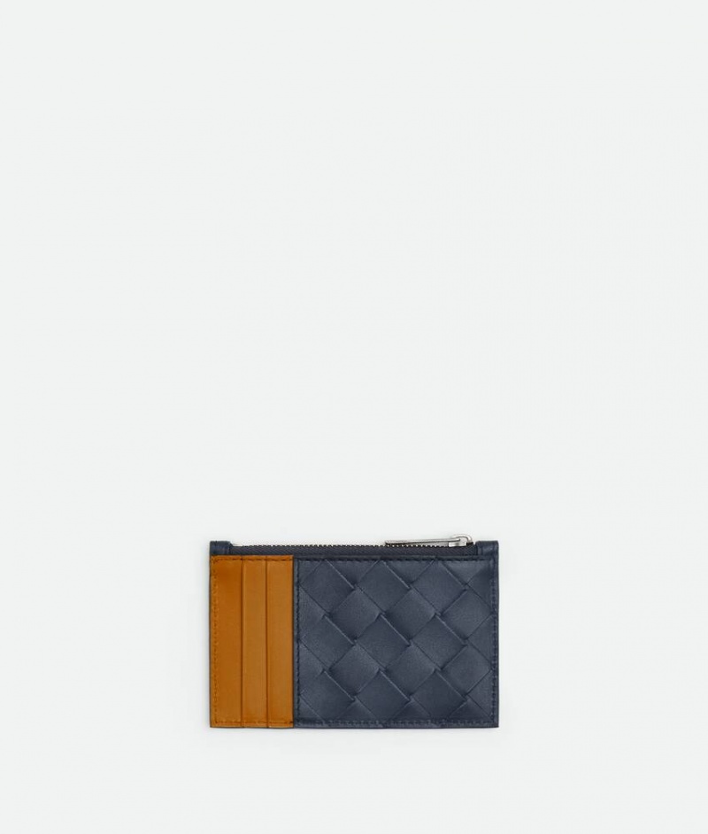 Bottega Veneta Intrecciato Zipped Miesten Korttikotelo Indigo | SN-BTGV595543