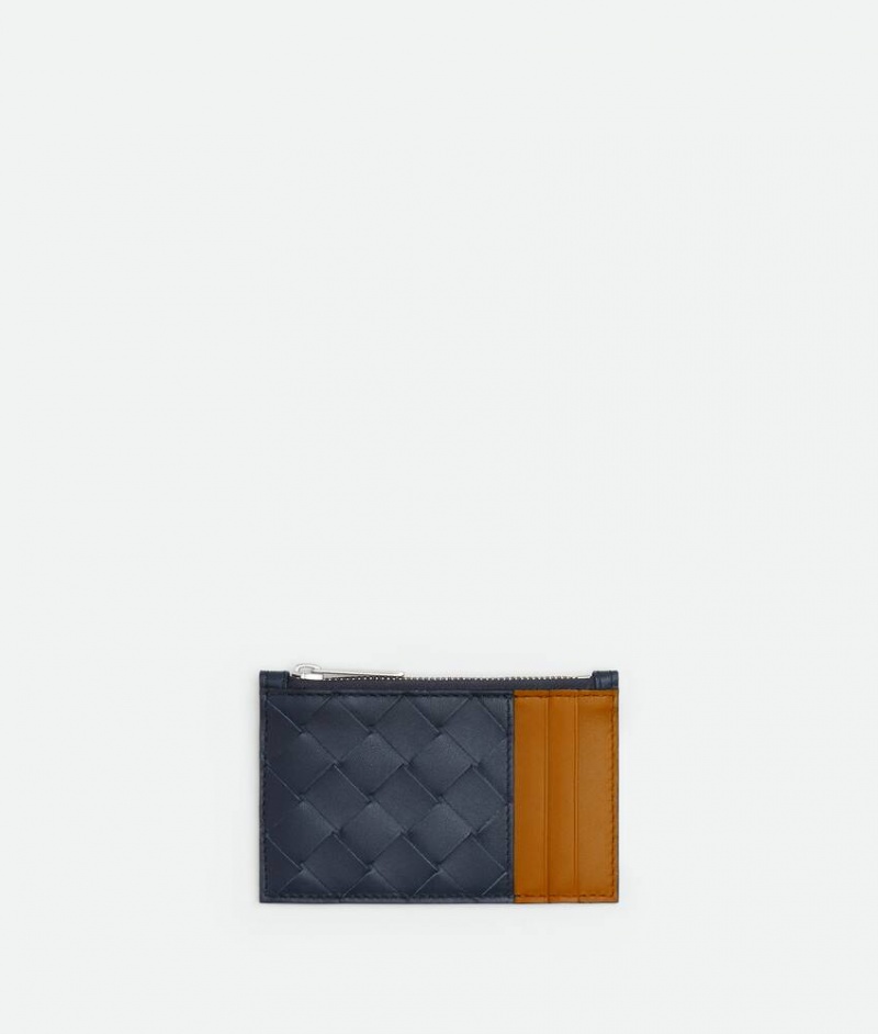 Bottega Veneta Intrecciato Zipped Miesten Korttikotelo Indigo | SN-BTGV595543