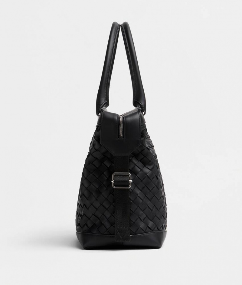 Bottega Veneta Intrecciato Zipped Tote Miesten Kangaskassit Mustat | SN-BTGV594880