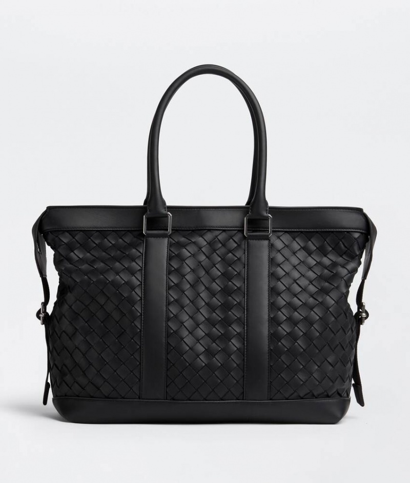 Bottega Veneta Intrecciato Zipped Tote Miesten Kangaskassit Mustat | SN-BTGV594880