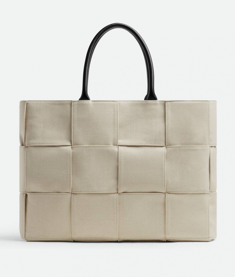 Bottega Veneta Large Arco Tote Miesten Kangaskassit Beige Mustat | SN-BTGV594901