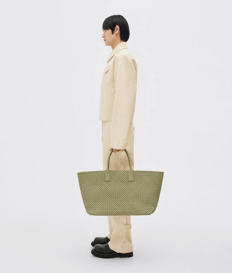 Bottega Veneta Large Cabat Miesten Kangaskassit Khaki | SN-BTGV594908