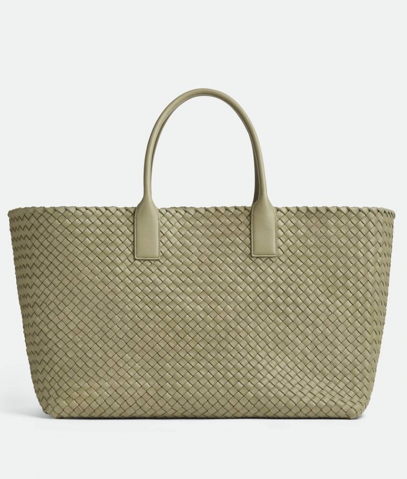 Bottega Veneta Large Cabat Miesten Kangaskassit Khaki | SN-BTGV594908