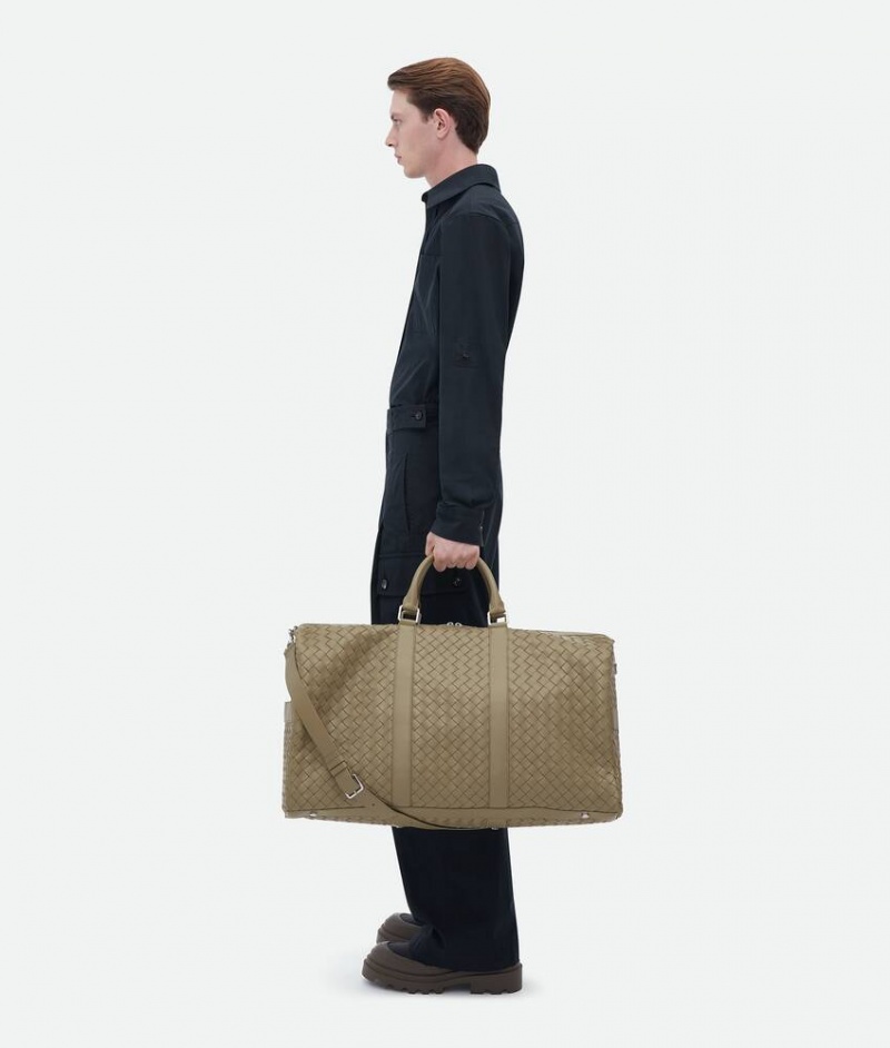 Bottega Veneta Large Intrecciato Duffle Miesten Matkakassit Harmaat Ruskea | SN-BTGV594970