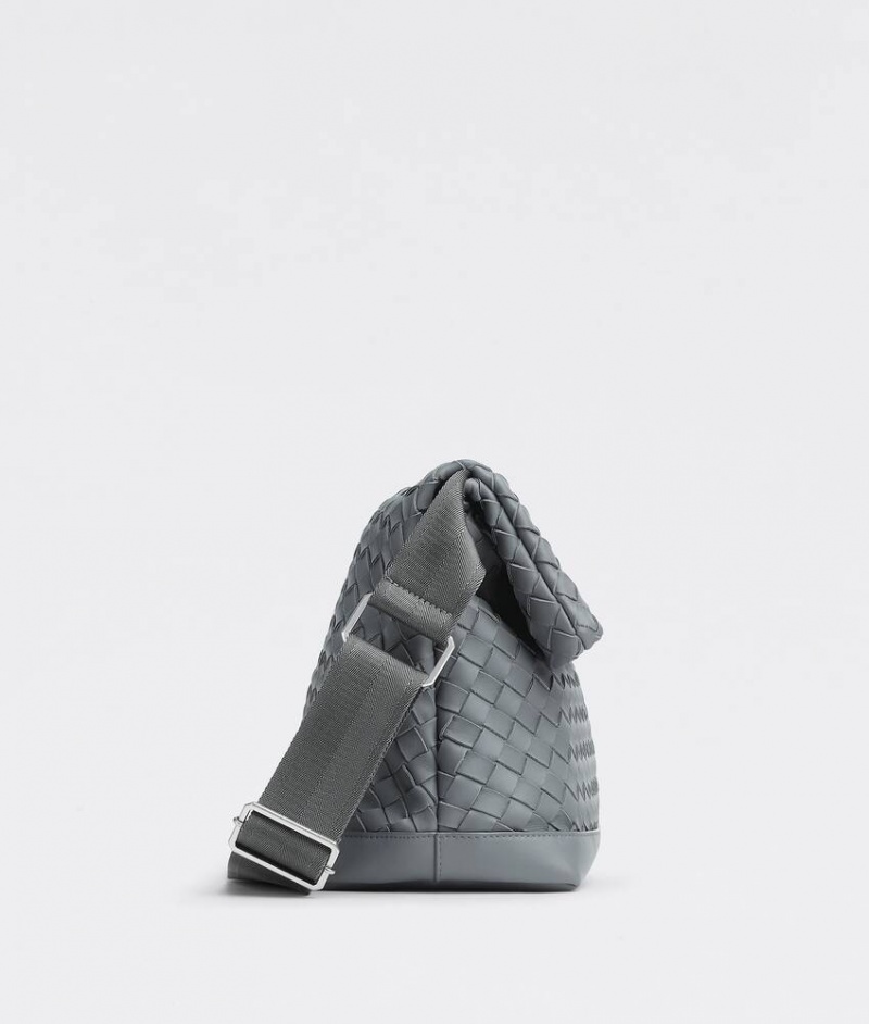 Bottega Veneta Large Intrecciato Fold Messenger Miesten Crossbody Laukut Harmaat | SN-BTGV594811