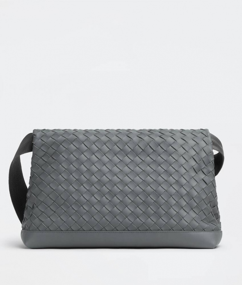 Bottega Veneta Large Intrecciato Fold Messenger Miesten Crossbody Laukut Harmaat | SN-BTGV594811