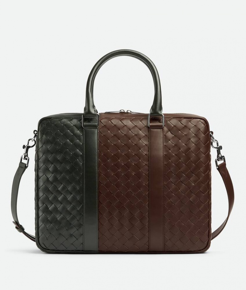 Bottega Veneta Large Intrecciato Miesten Salkku Vaaleanruskea Tummanvihreä | SN-BTGV594940