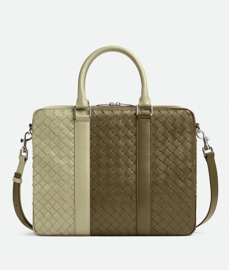 Bottega Veneta Large Intrecciato Miesten Salkku Khaki | SN-BTGV594941