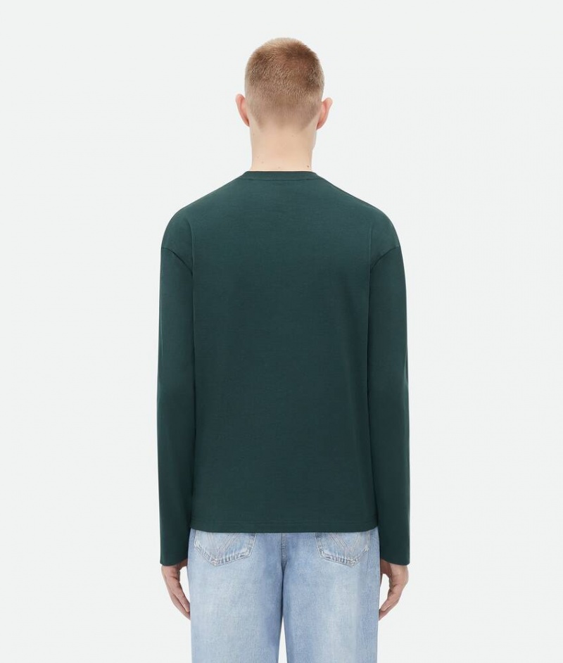 Bottega Veneta Light Puuvilla Long-sleeved Miesten T-Shirts Mustat | SN-BTGV595203