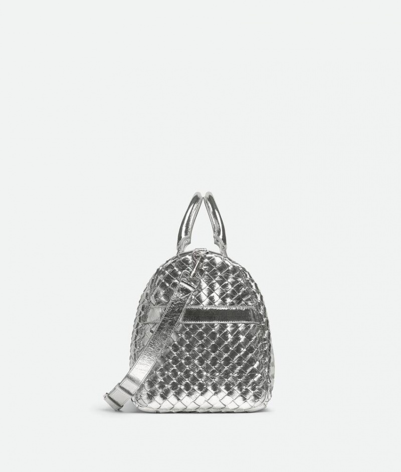 Bottega Veneta Medium Intrecciato Duffle Miesten Matkakassit Hopea | SN-BTGV594971