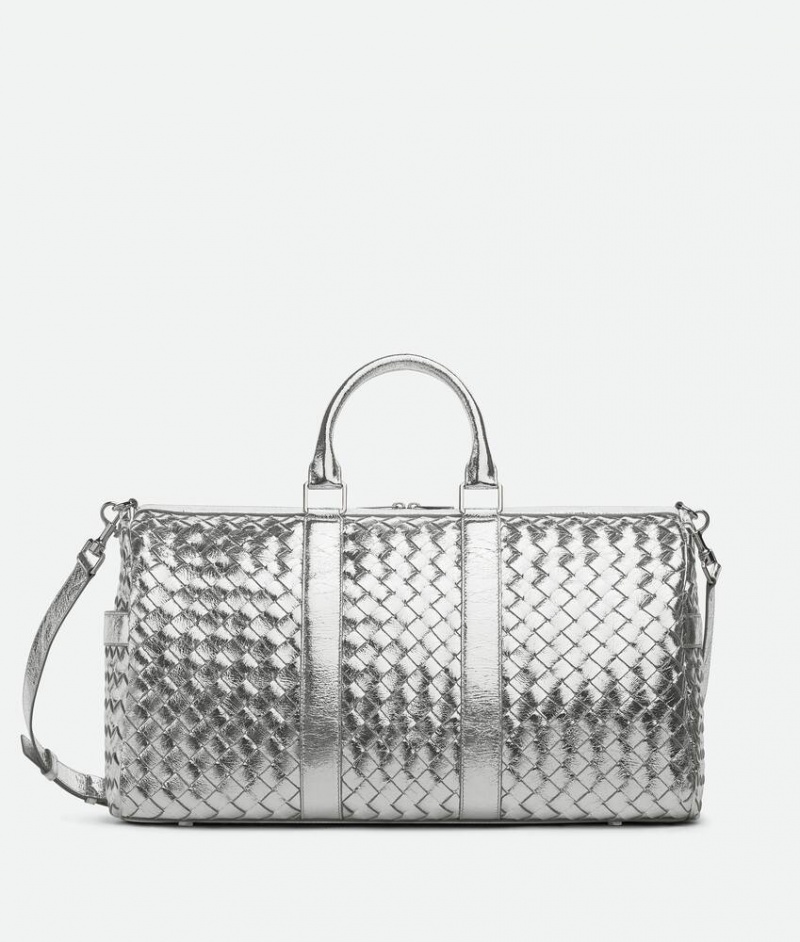 Bottega Veneta Medium Intrecciato Duffle Miesten Matkakassit Hopea | SN-BTGV594971