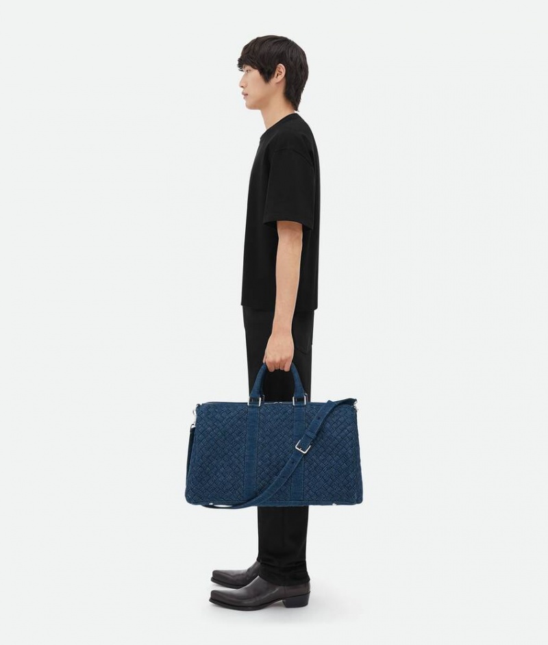 Bottega Veneta Medium Intrecciato Duffle Miesten Matkakassit Indigo | SN-BTGV594975