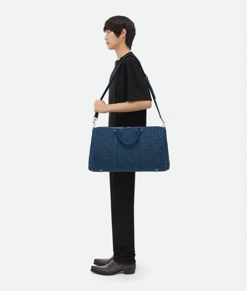 Bottega Veneta Medium Intrecciato Duffle Miesten Matkakassit Indigo | SN-BTGV594975