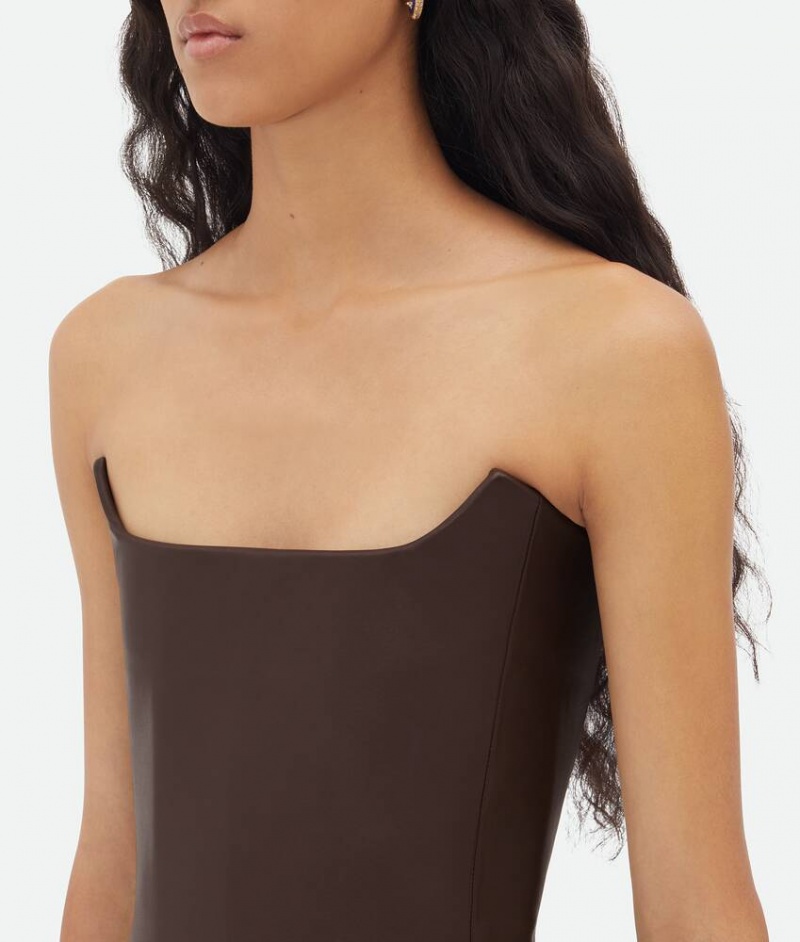 Bottega Veneta Midi Bustier Naisten Leather Tummansuklaa | SN-BTGV594249