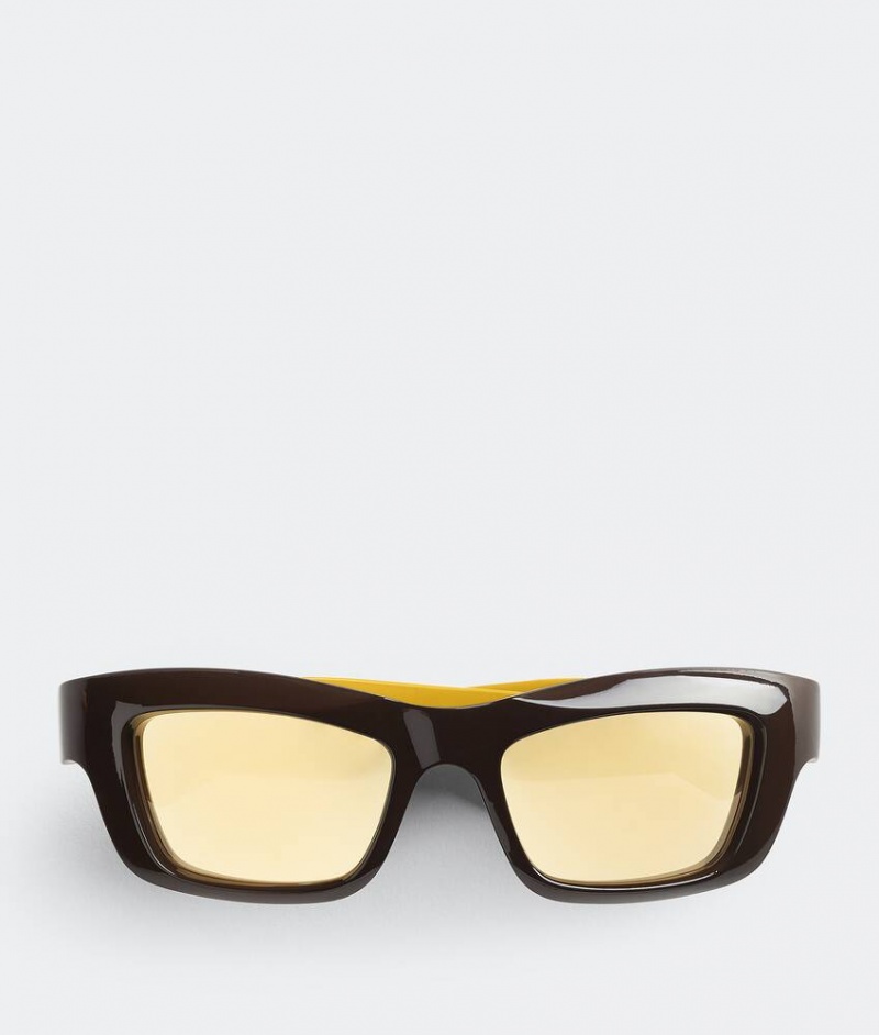 Bottega Veneta Mitre Acetate Square Miesten Aurinkolasit Ruskea Kultaiset | SN-BTGV595800