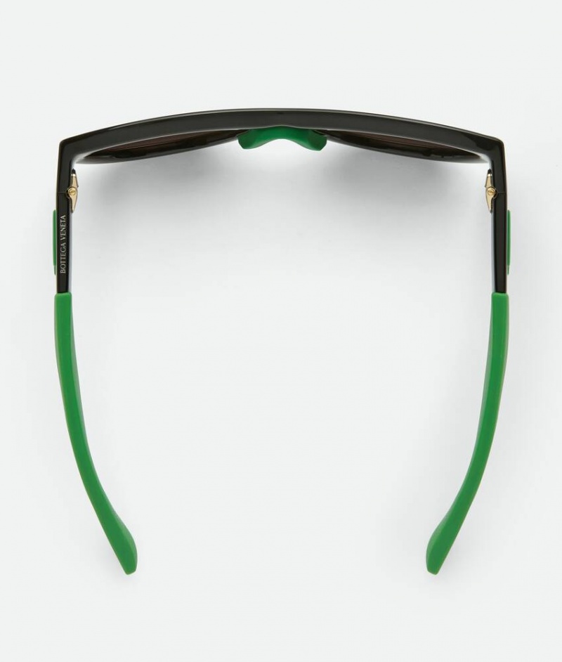 Bottega Veneta Mitre Square Rounded Injected Acetate Miesten Aurinkolasit Mustat Harmaat | SN-BTGV595799