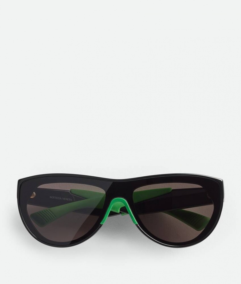 Bottega Veneta Mitre Square Rounded Injected Acetate Miesten Aurinkolasit Mustat Harmaat | SN-BTGV595799