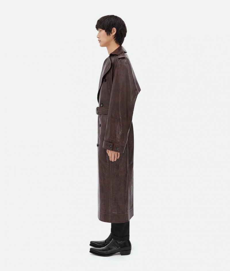 Bottega Veneta Oversized Fit Embossed Trench Miesten Takit Syvä Ruskea | SN-BTGV595400