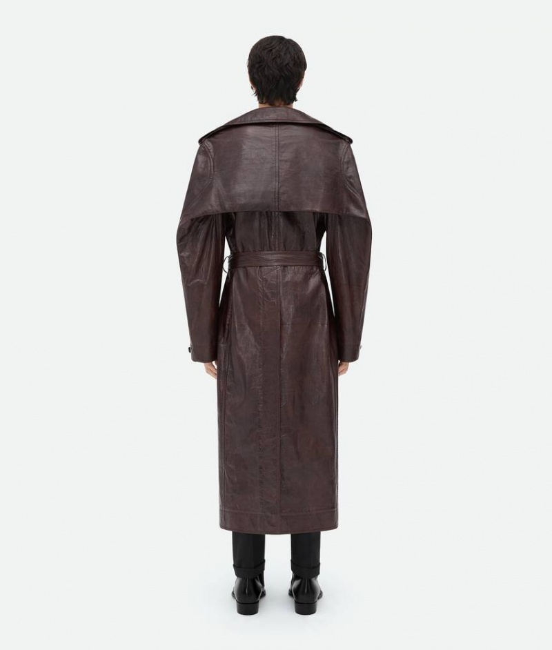 Bottega Veneta Oversized Fit Embossed Trench Miesten Takit Syvä Ruskea | SN-BTGV595400