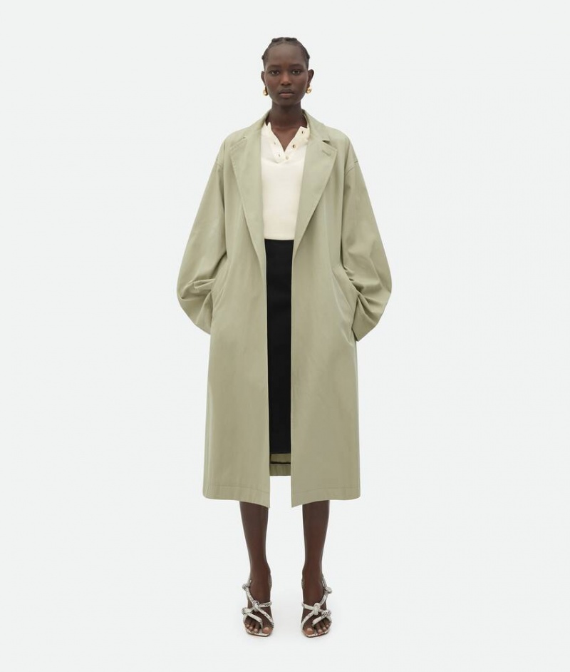 Bottega Veneta Oversized Fit Puuvilla Twill Naisten Takit Khaki | SN-BTGV594200