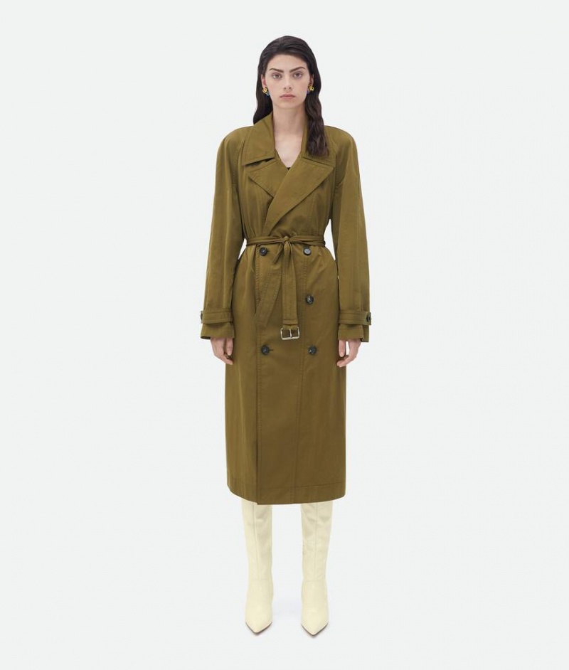 Bottega Veneta Packable Nylon Trench Naisten Takit Syvä Khaki | SN-BTGV594192