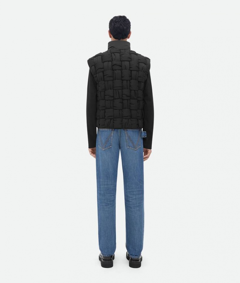 Bottega Veneta Pehmustettu Nylon Intreccio Gilet Miesten Takit Mustat | SN-BTGV595402